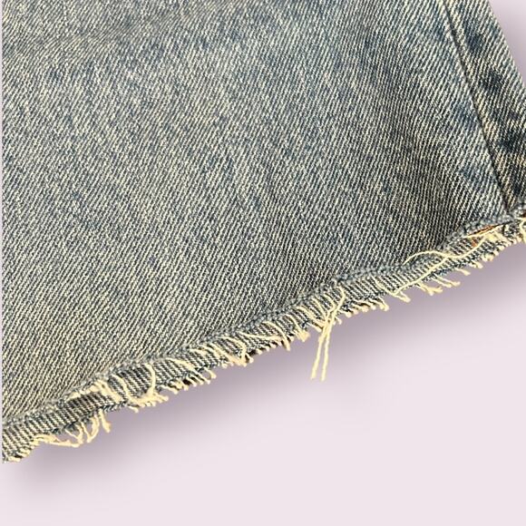 Levi's 501 Button Fly Jean Shorts Cutoff Frayed High Rise Light Wash 33 - Picture 3 of 13